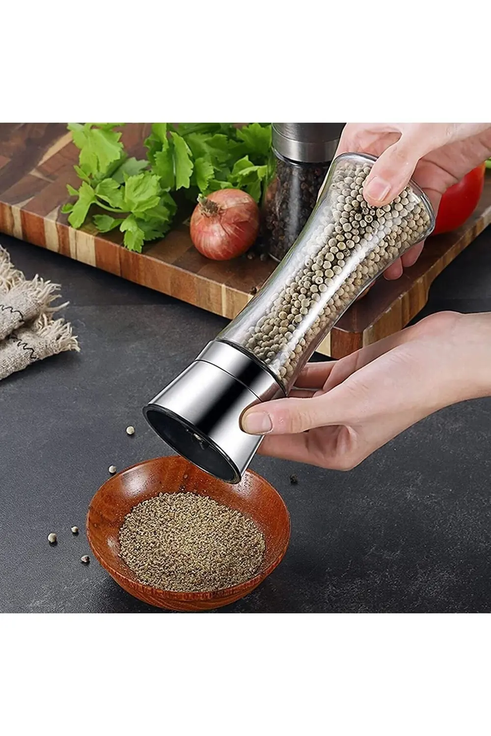 Paslanmaz Çelik Başlıklı Tuz Ve Karabiber Değirmeni,seramik Bıçak