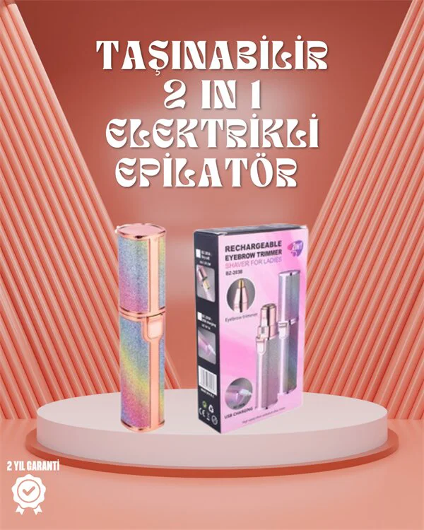 Paslanmaz Çelik Bıçaklı USB Epilatör – Kaş, Dudak ve Çene Tüy Temizleyici | 8000 RPM Hızlı ve Acısız