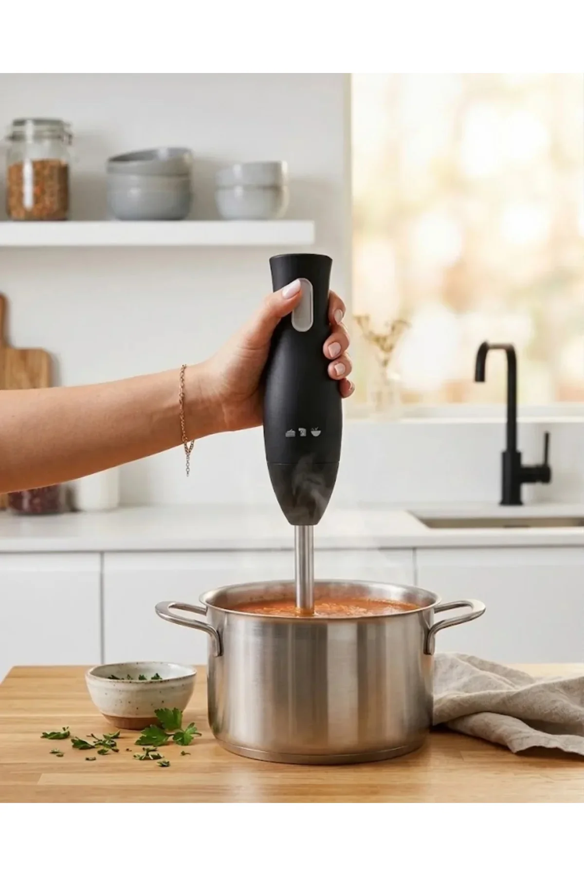Paslanmaz Çelik Blender Ayağına Sahip Ergonok El Blenderı Paslanmaz Çelik Blender Ayağına Sahip Ergonok El Blenderı