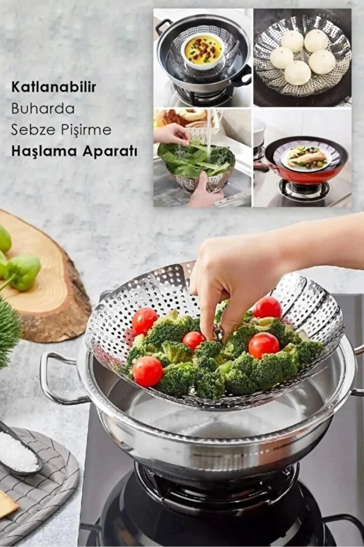 Paslanmaz Çelik Buharda Sebze Pişirme Haşlama Aparatı Katlanabilir Buharlı Pişirici İsveç Çeliği Paslanmaz Çelik Buharda Sebze Pişirme Haşlama Aparatı Katlanabilir Buharlı Pişirici İsveç Çeliği