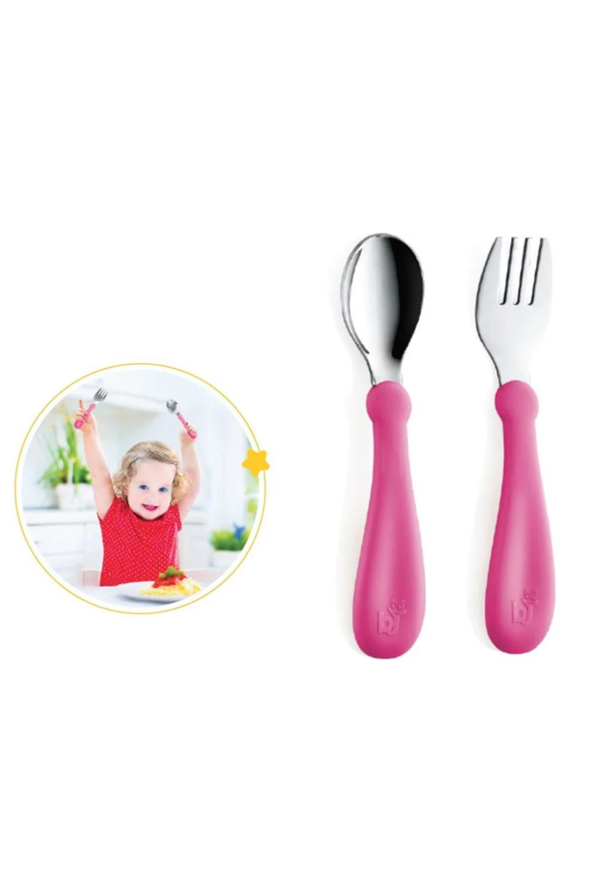 Paslanmaz Çelik Çatal Kaşık Seti 522 Pembe