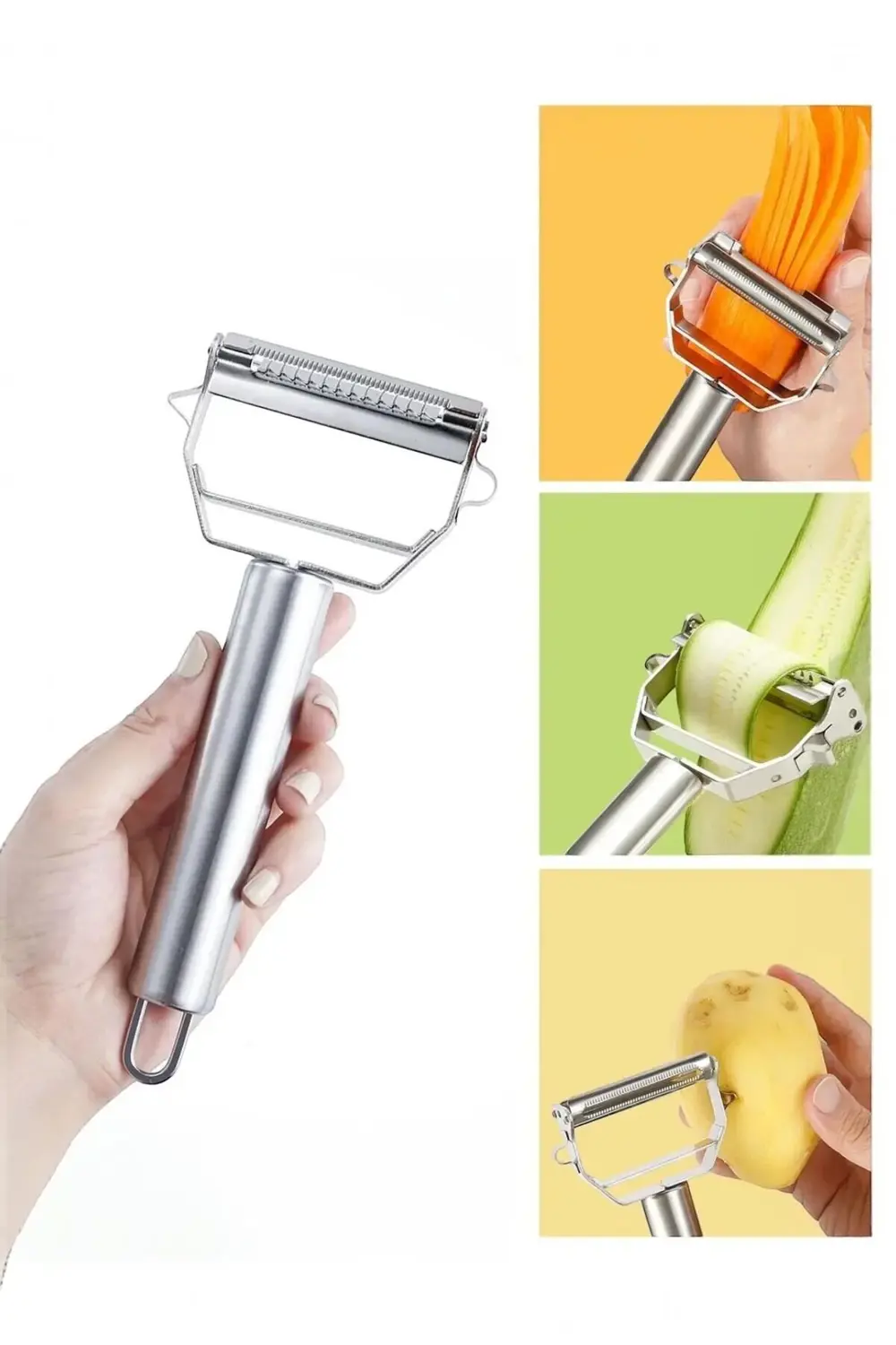 Paslanmaz Çelik Çift Fonksiyonlu Sebze ve Meyve Soyacağı – Jülyen