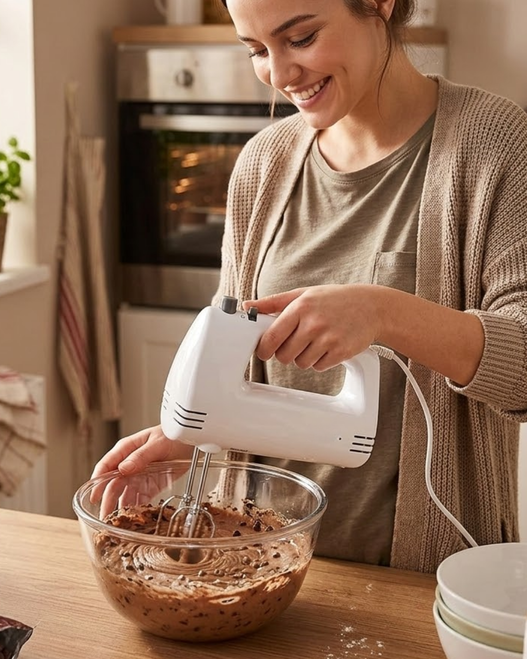 Paslanmaz Çelik Çırpıcılı El Mikseri 250W Çok Kademeli Mutfak Mik