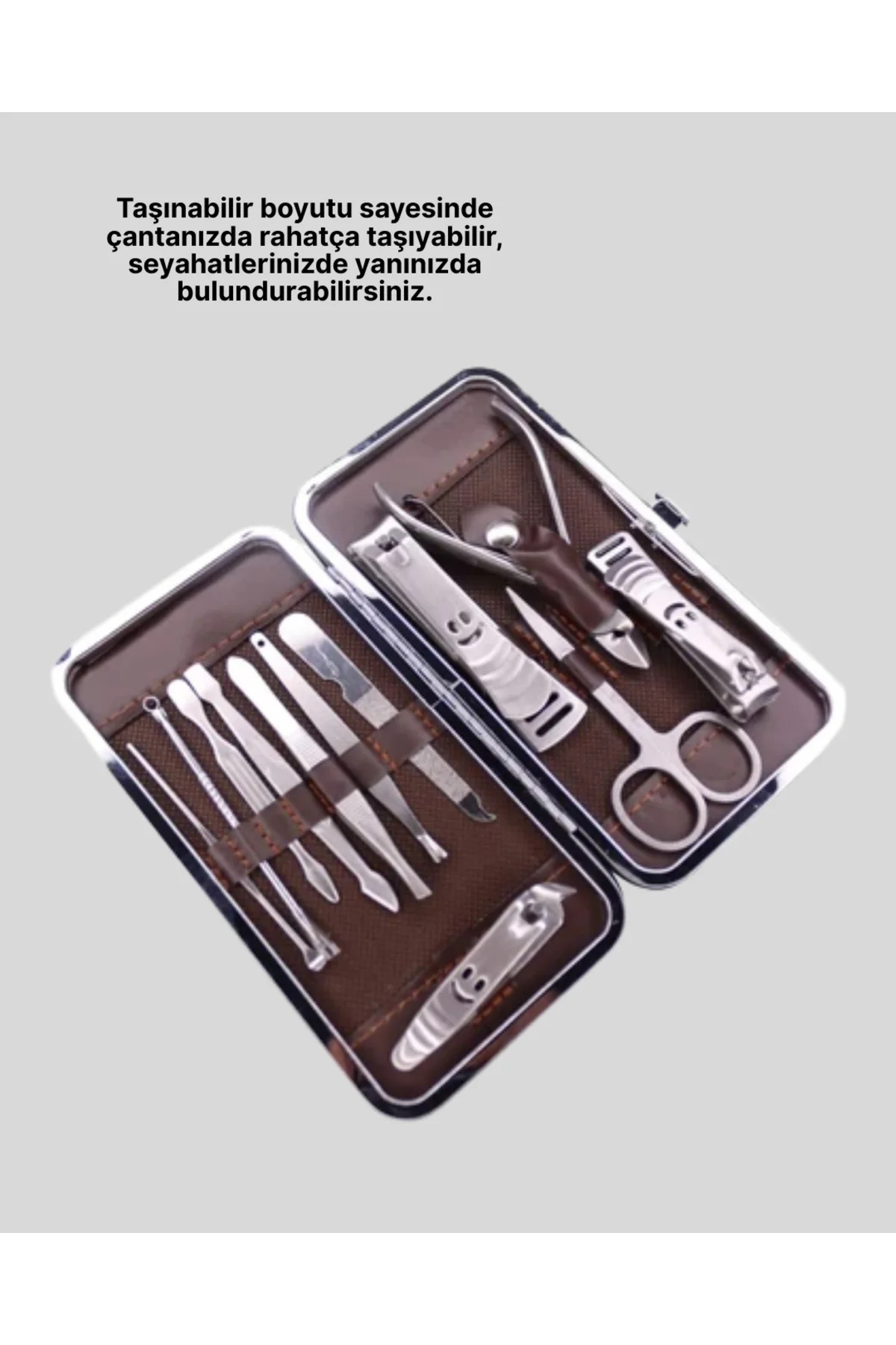 Paslanmaz Çelik Çok Fonksiyonlu 12 Manikür Seti