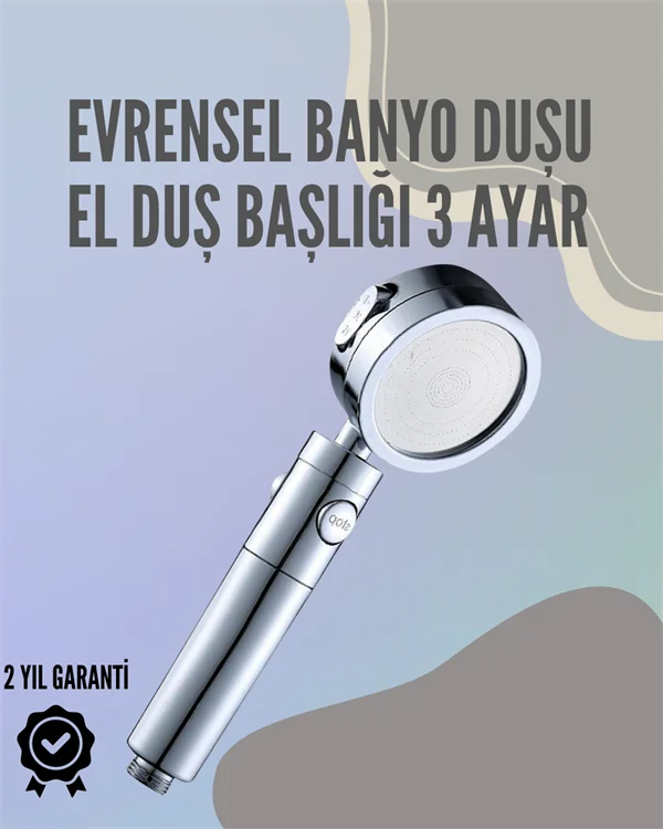 Paslanmaz Çelik Çok Fonksiyonlu El Duş Başlığı – 3 Modlu Püskürtm