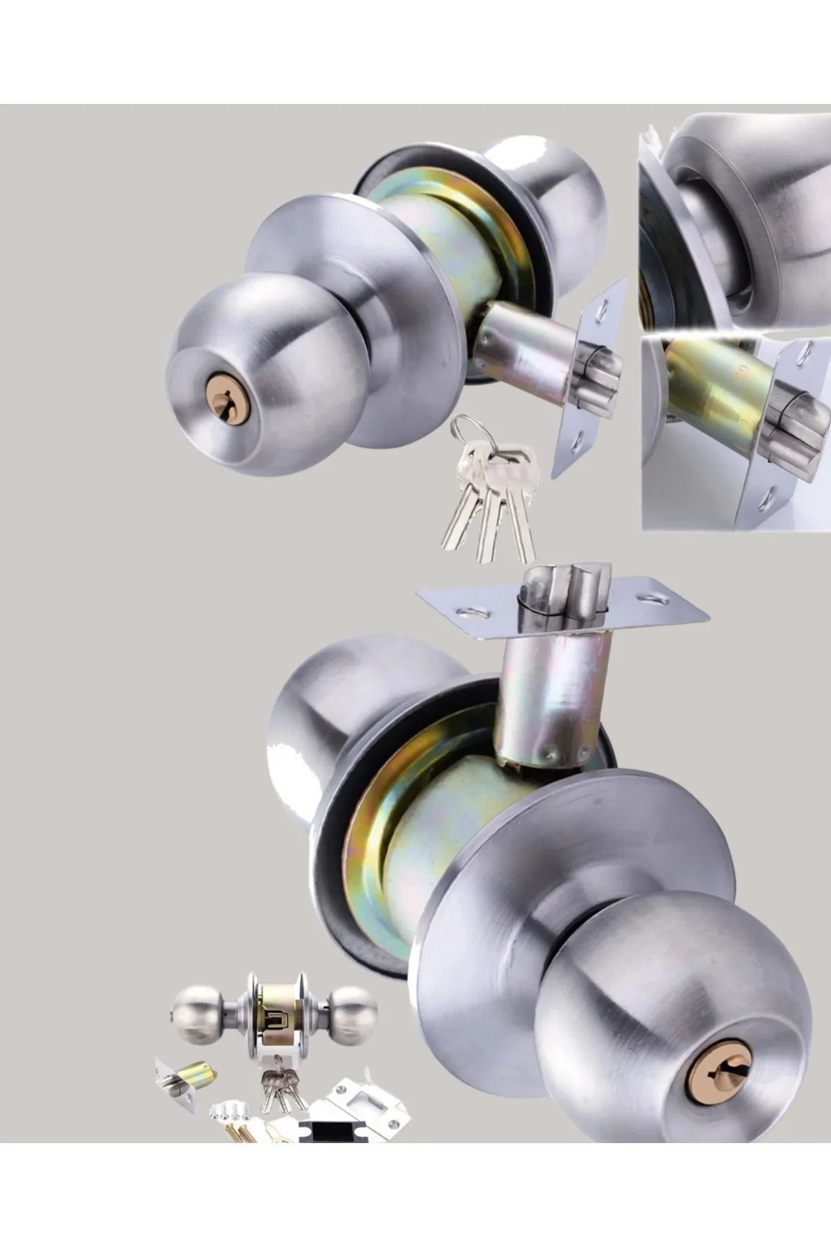 Paslanmaz Çelik Dayanıklı Topuzlu Kapı Kilidi - Lisinya