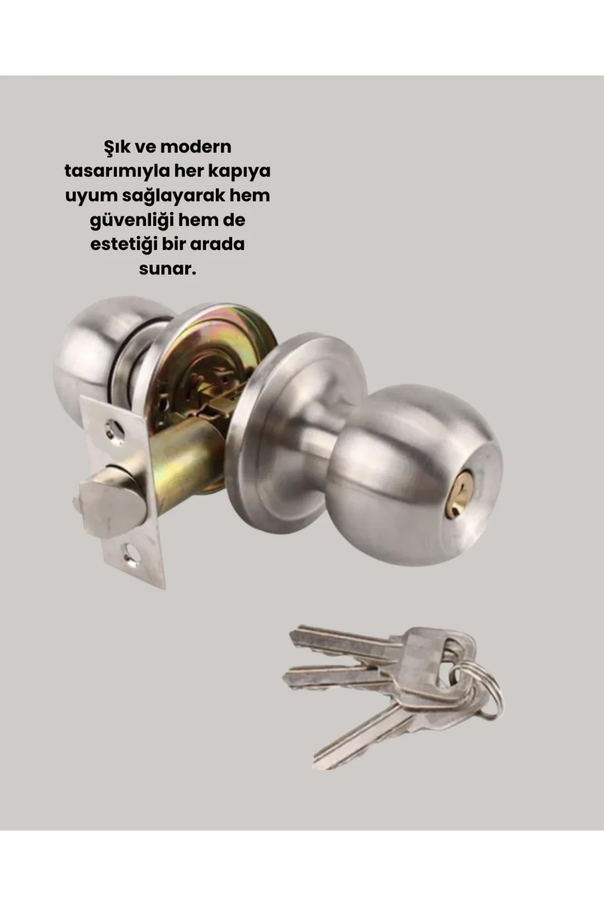 Paslanmaz Çelik Dayanıklı Topuzlu Kapı Kilidi - Lisinya