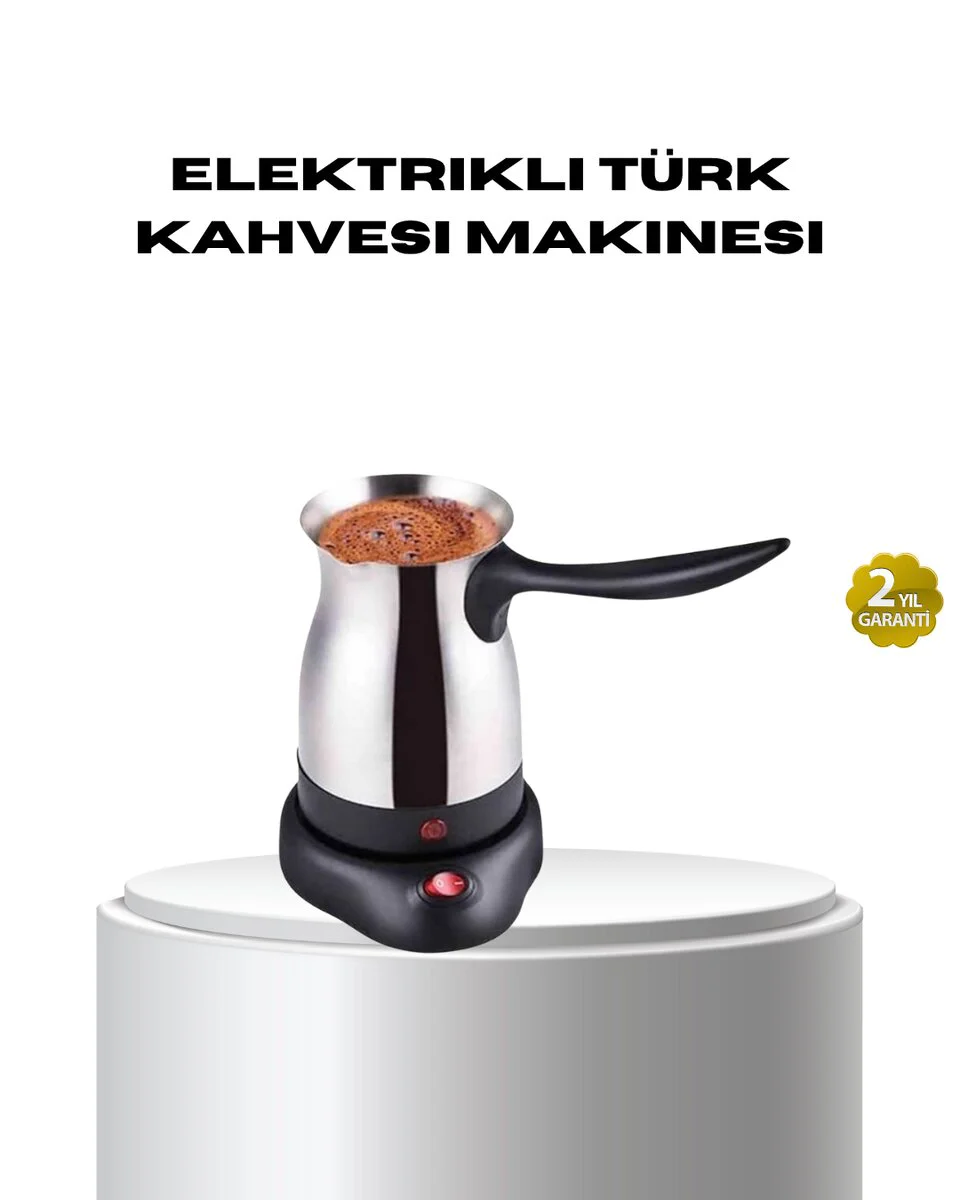 Paslanmaz Çelik Elektrikli Cezve 800W - 6 Fincan, Kablosuz Tabanlı, Pratik Türk Kahvesi Makinesi