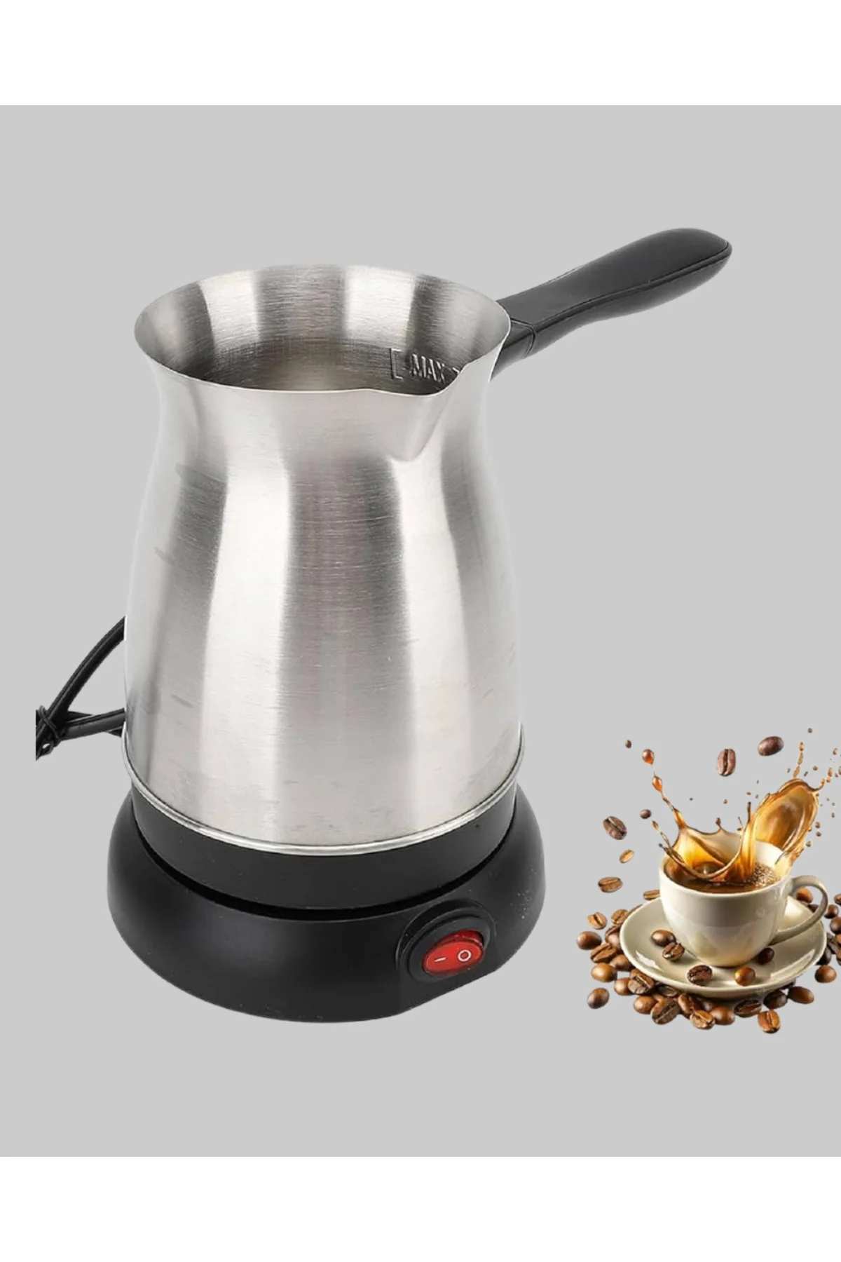 Paslanmaz Çelik Elektrikli Cezve 800W 6 Fincan Kapasiteli
