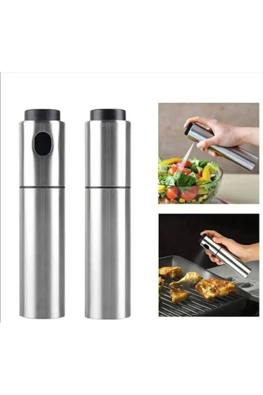 Paslanmaz Çelik Gövdeli Spray Yağlık Zeytin Yağ Sirke Püskürtücü