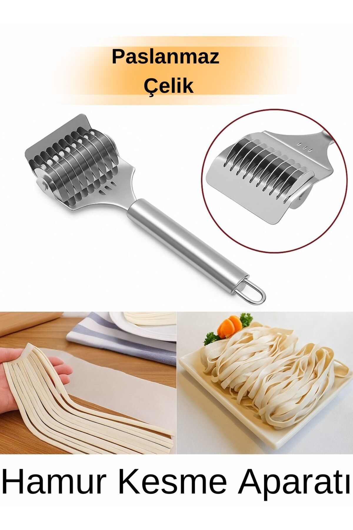 Paslanmaz Çelik Hamur Kesme Aparatı – Makarna, Mantı ve Erişte Ke