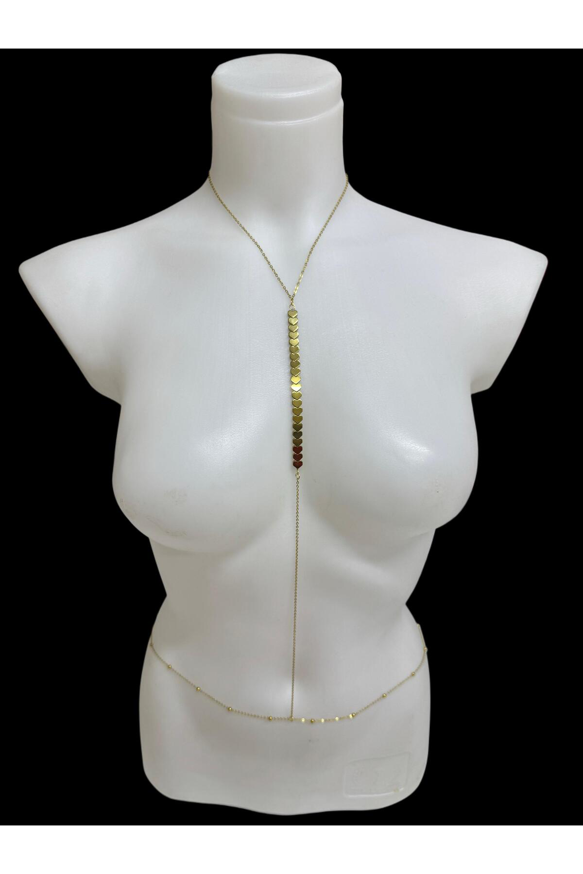 Arescollection Paslanmaz Çelik Hematit Taşli Kalpli Vücut Zinciri