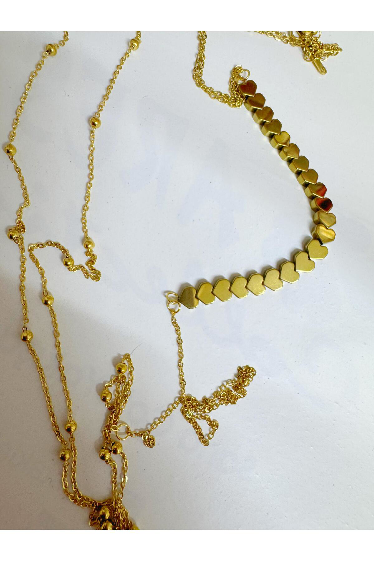 Arescollection Paslanmaz Çelik Hematit Taşli Kalpli Vücut Zinciri