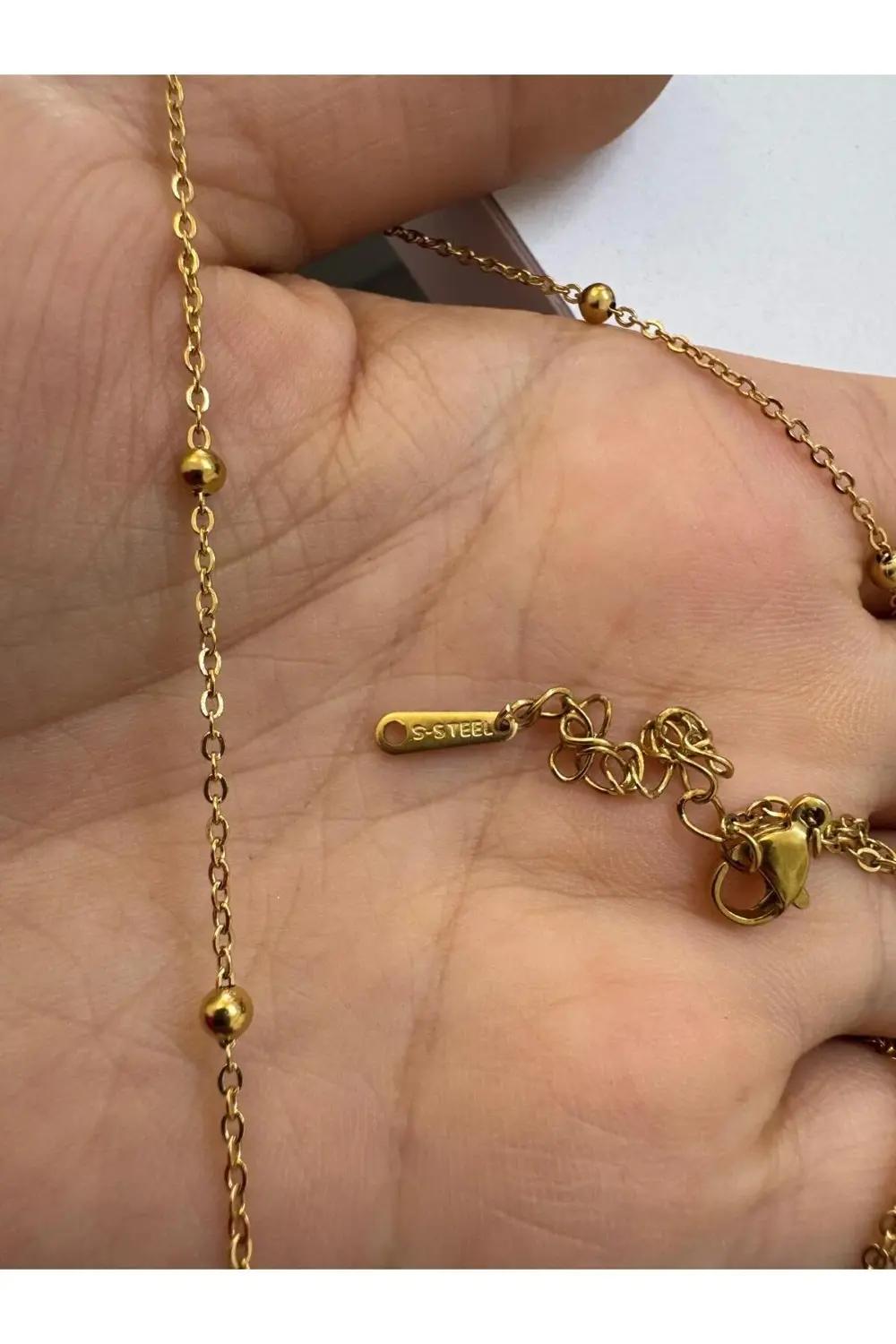 PASLANMAZ ÇELİK HEMATİT TAŞLI KALPLİ VÜCUT ZİNCİRİ