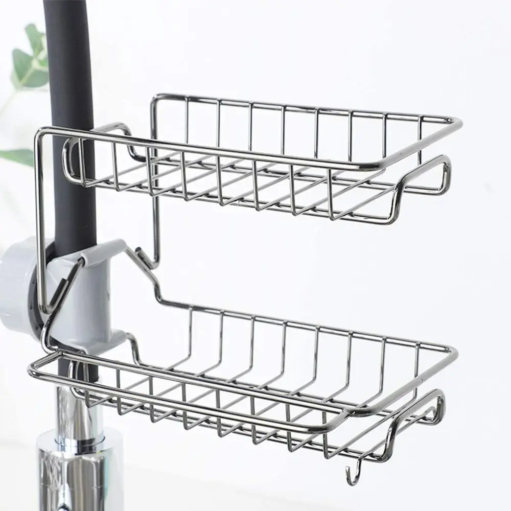 Paslanmaz Çelik İki Katlı Mutfak ve Banyo Organizer Musluk Sabunl