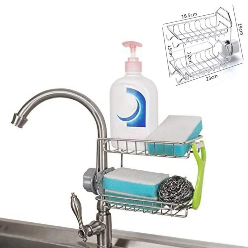 Paslanmaz Çelik İki Katlı Mutfak ve Banyo Organizer Musluk Sabunl