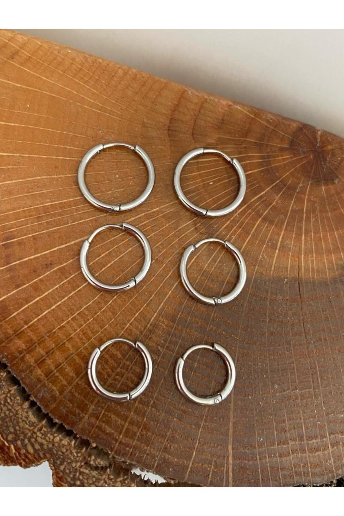 Arescollection Paslanmaz Çelik İnce Halka Küpe