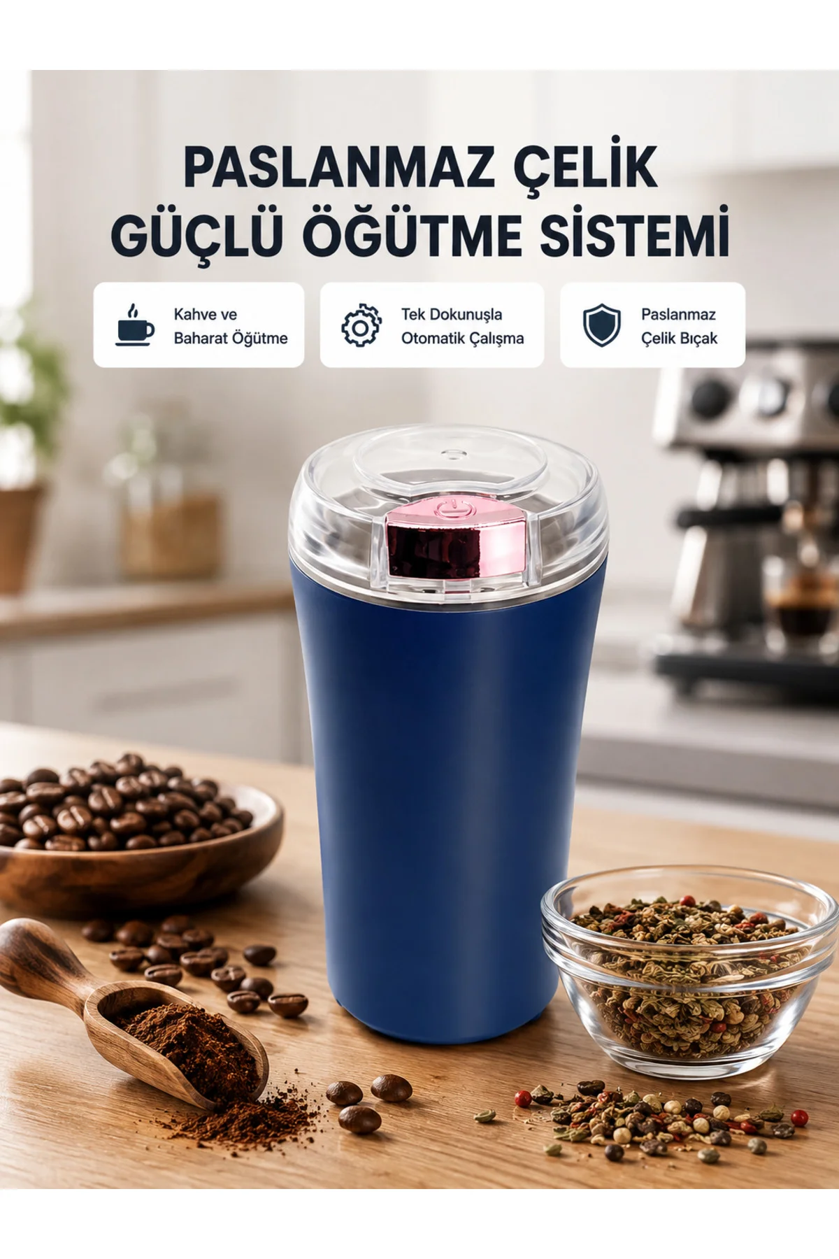 Paslanmaz Çelik Kahve Ve Baharat Öğütücü – Otomatik Mekanizma Paslanmaz Çelik Kahve Ve Baharat Öğütücü – Otomatik Mekanizma