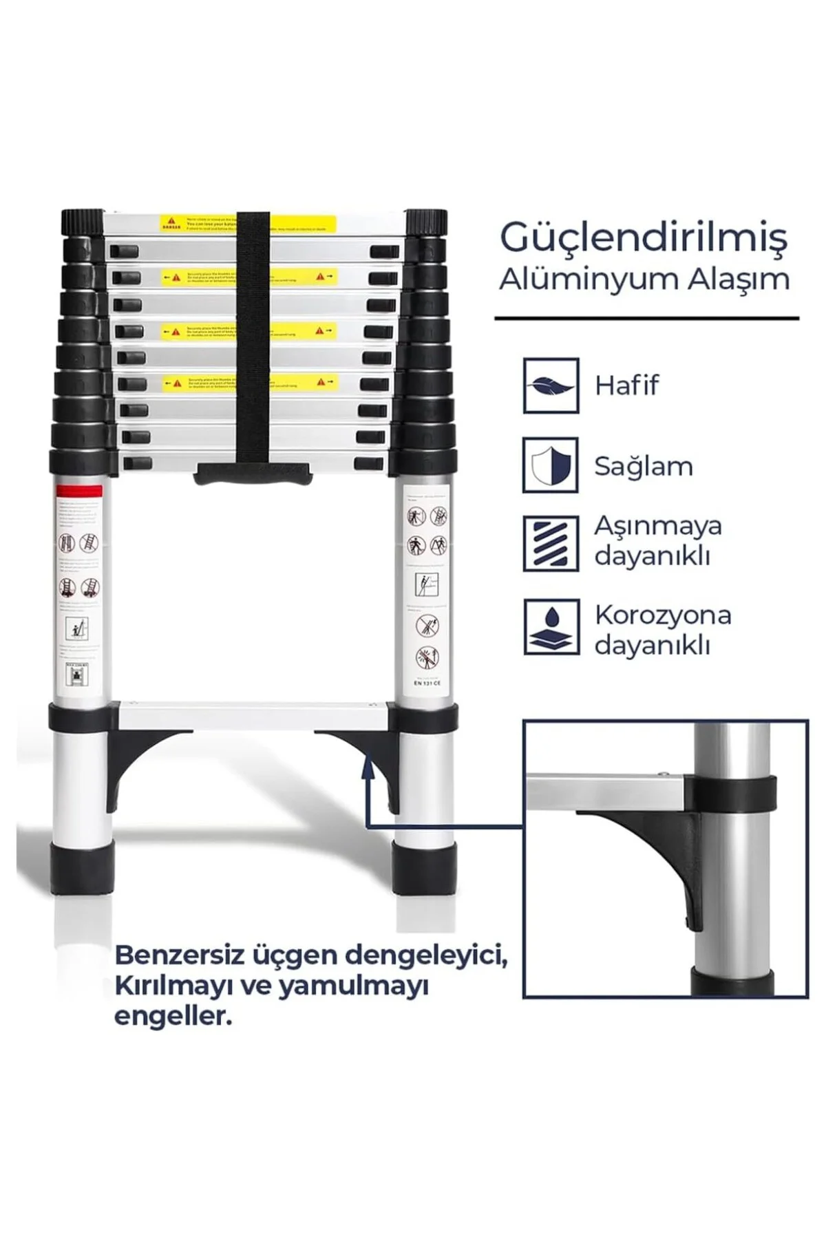 Paslanmaz Çelik Katlanır Merdiven 5.1 Metre