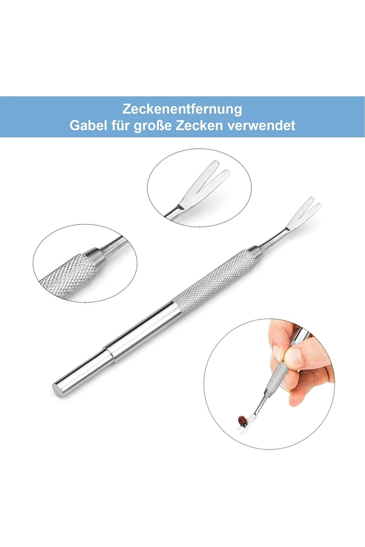 Paslanmaz çelik kene çıkarıcı set, 3'lü paket kene çıkarıcı set, 