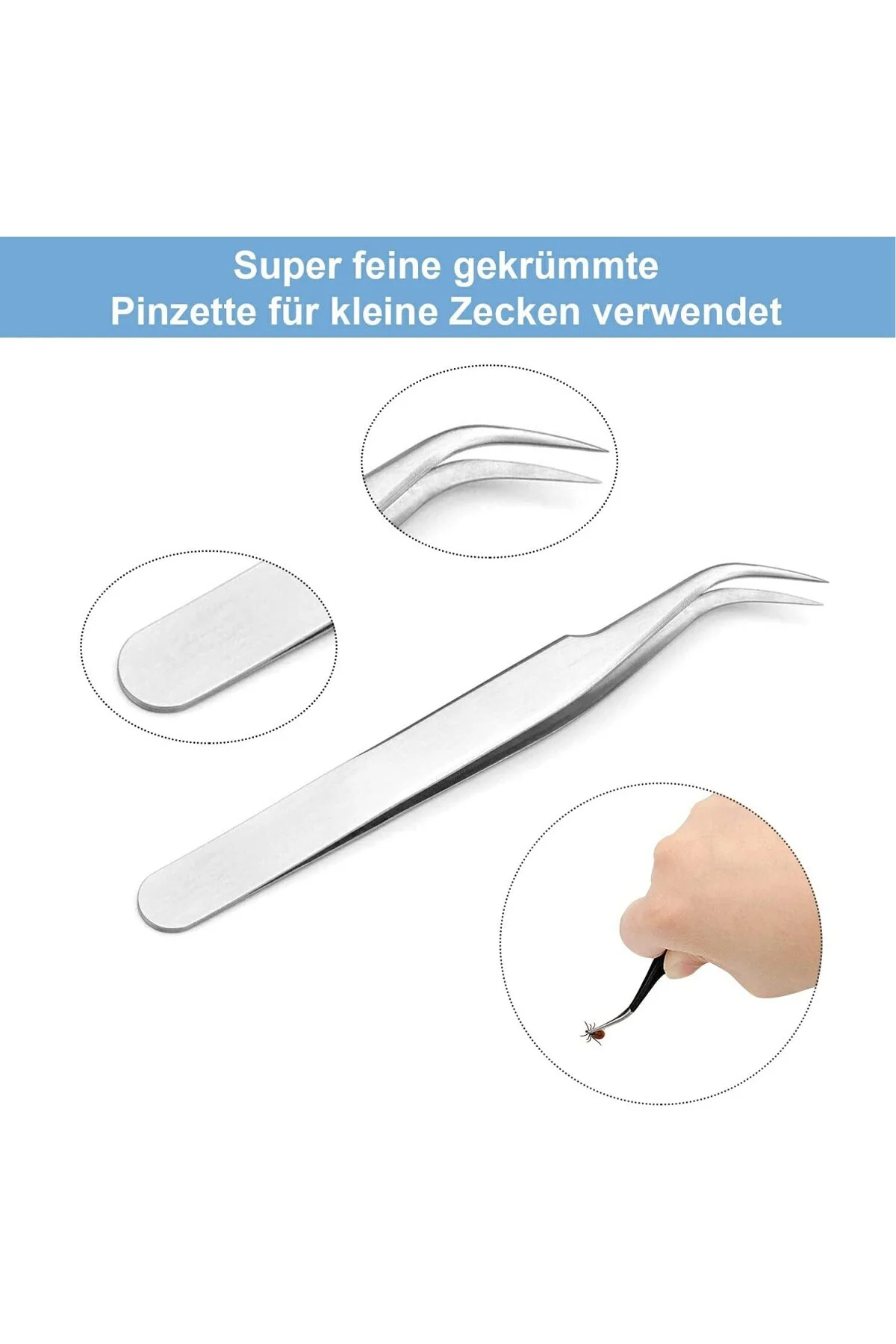 Paslanmaz çelik kene çıkarıcı set, 3'lü paket kene çıkarıcı set, 