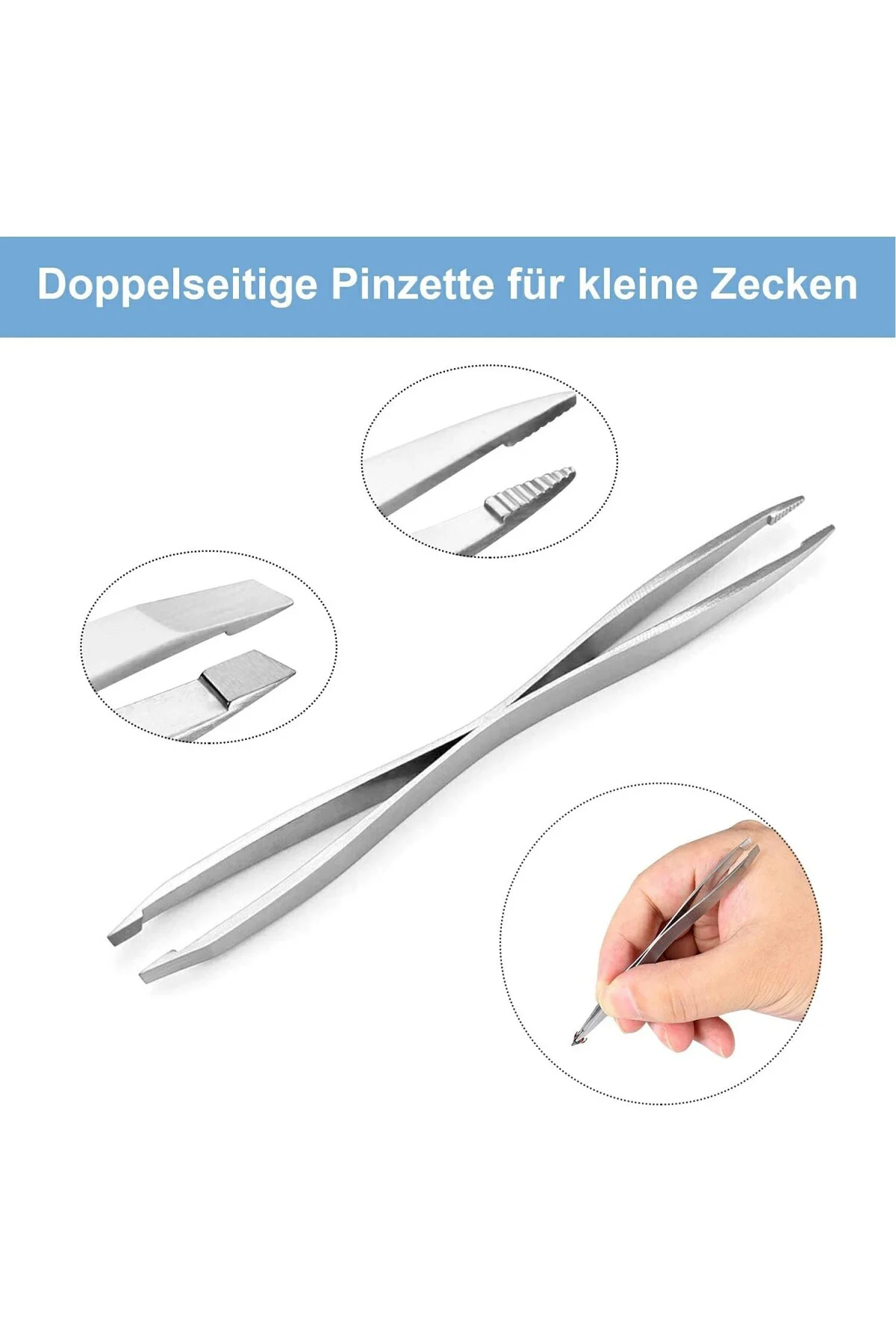 Paslanmaz çelik kene çıkarıcı set, 3'lü paket kene çıkarıcı set, 