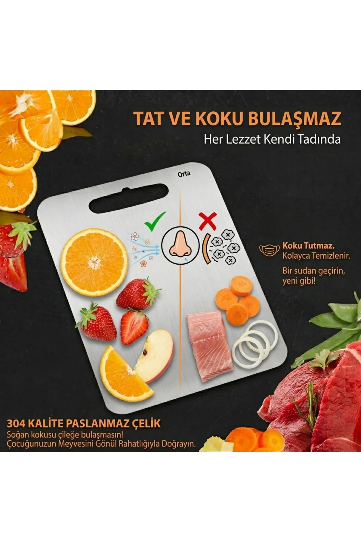 Paslanmaz Çelik Kesme Tahtası 3'lü Set Mutfak Hamur ve Doğrama Tahtası Fiyatı, Yorumları ve Özellikleri