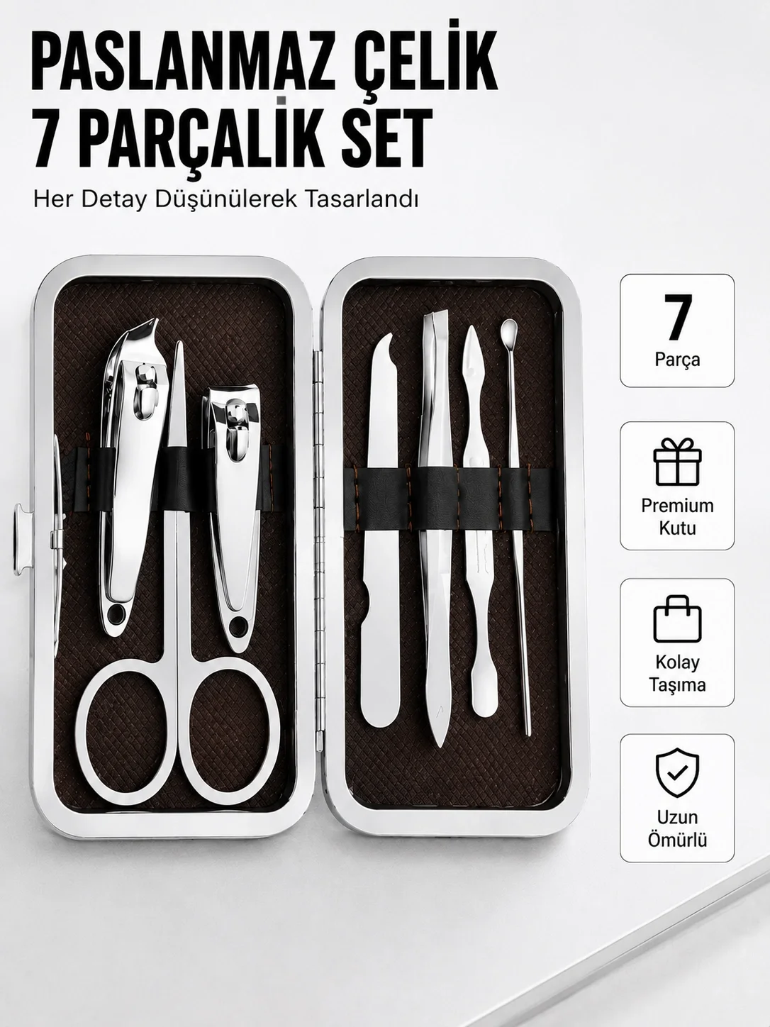 Paslanmaz Çelik Kişisel Bakım Seti – 7 Parça Fiyatı, Yorumları ve Özellikleri