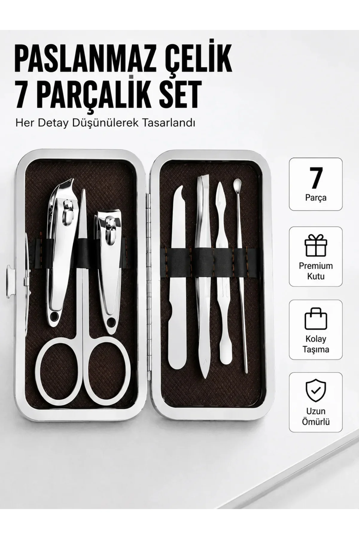 Paslanmaz Çelik Kişisel Bakım Seti – 7 Parça