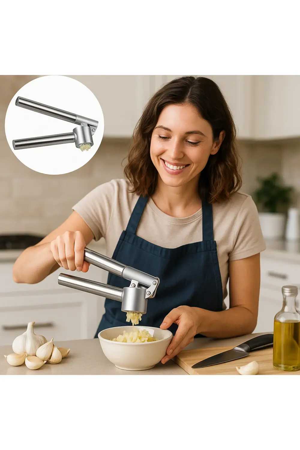 Paslanmaz Çelik Koncıs Sarımsak Ezici Pratik Sarımsak Ezeceği Lük