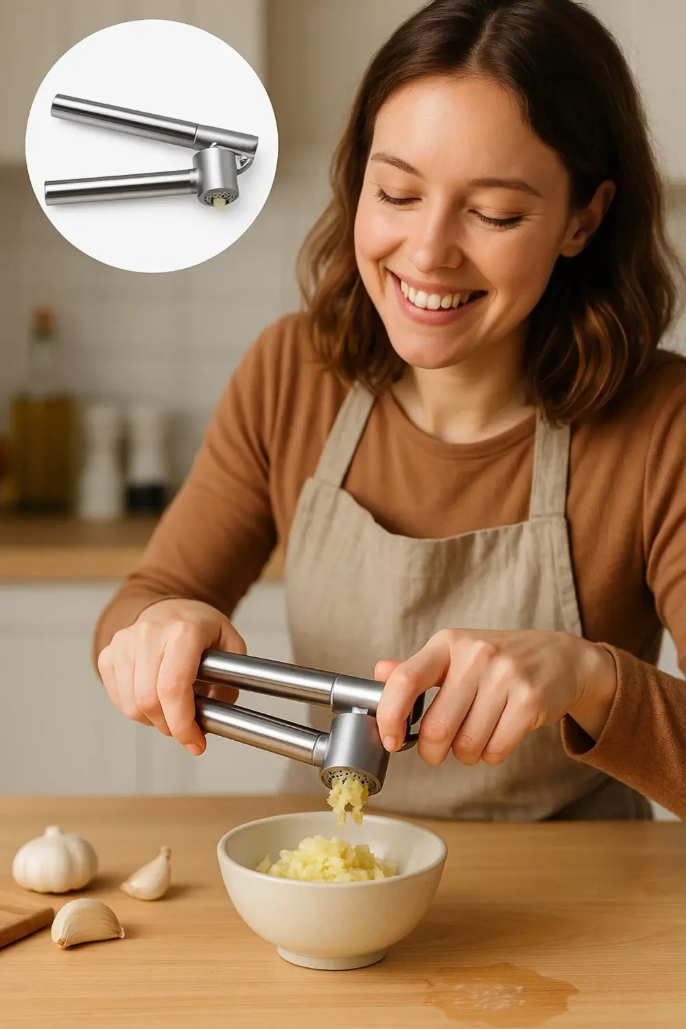 Paslanmaz Çelik Koncıs Sarımsak Ezici Pratik Sarımsak Ezeceği Lük