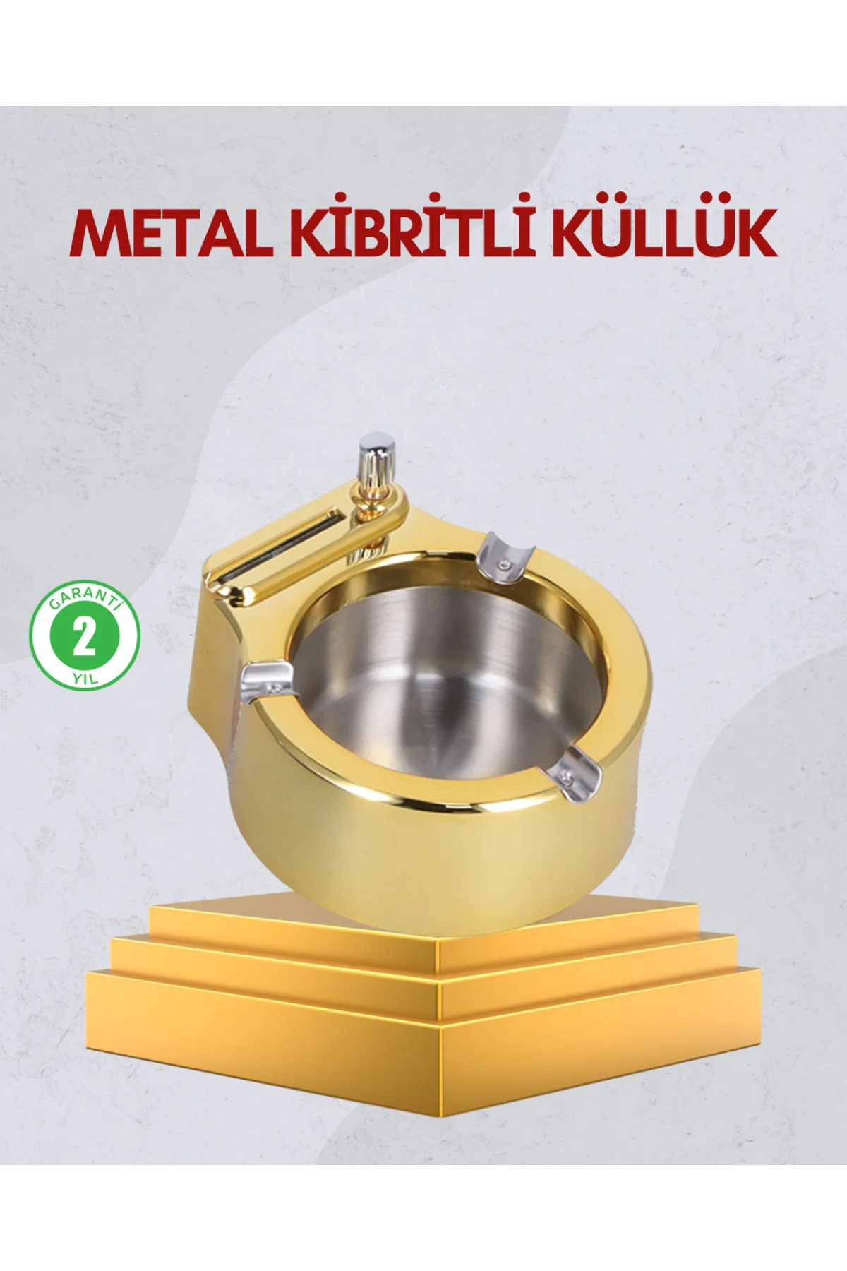 Paslanmaz Çelik Küllük Çakmaklı Masa Üstü Kullanım
