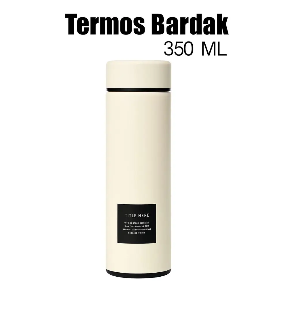 Paslanmaz Çelik Matara Termos Su Şişesi 350ML Vakumlu Kapak - Bey