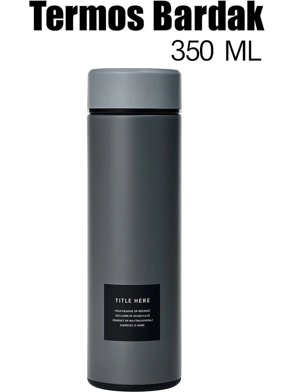 Paslanmaz Çelik Matara Termos Su Şişesi 350ML Vakumlu Kapak - Gri