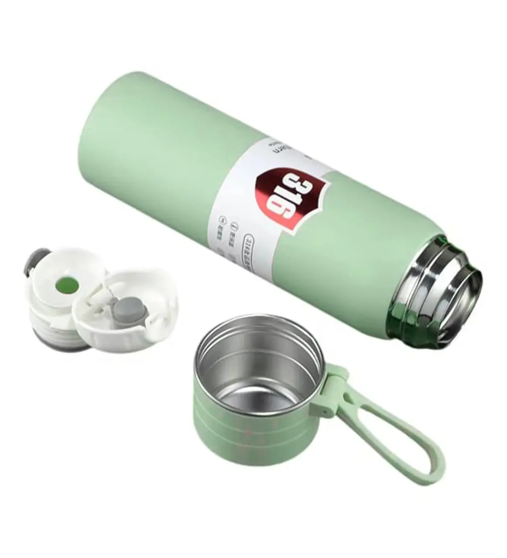 Paslanmaz Çelik Matara Termos Su Şişesi 500 ML Vakumlu Kapak - Ye