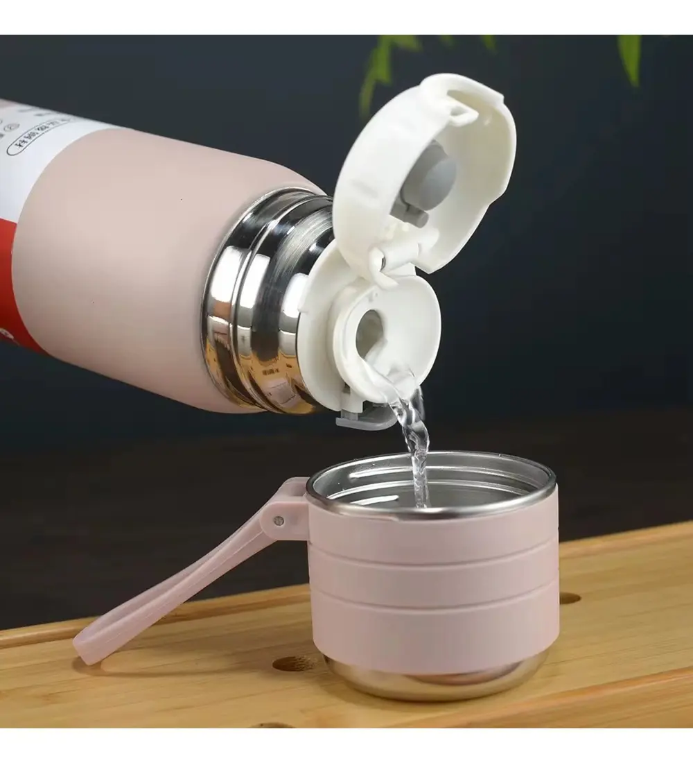 Paslanmaz Çelik Matara Termos Su Şişesi 500 ML Vakumlu Kapak - Ma