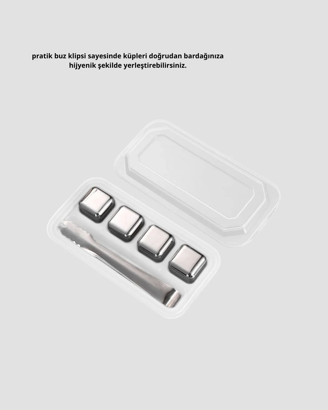 Paslanmaz Çelik Metal Buz Küpü Seti Sulandırmadan Soğutma ve Klips Dahil