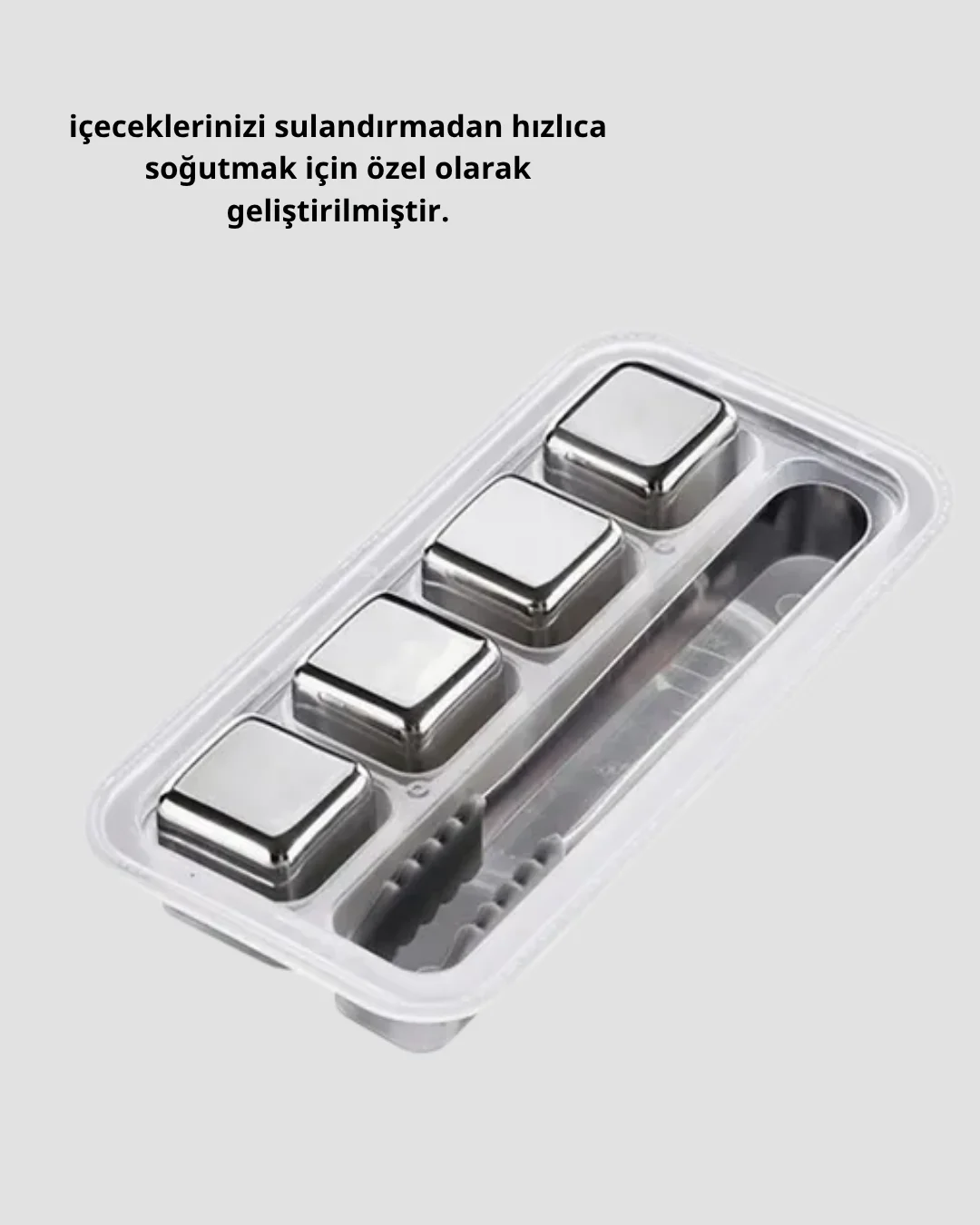 Paslanmaz Çelik Metal Buz Küpü Seti Sulandırmadan Soğutma ve Klips Dahil