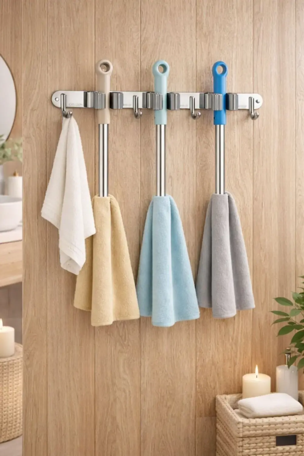 Paslanmaz Çelik Mop Askısı | Duvara Monte Mop ve Bez Tutucu 304 Ç