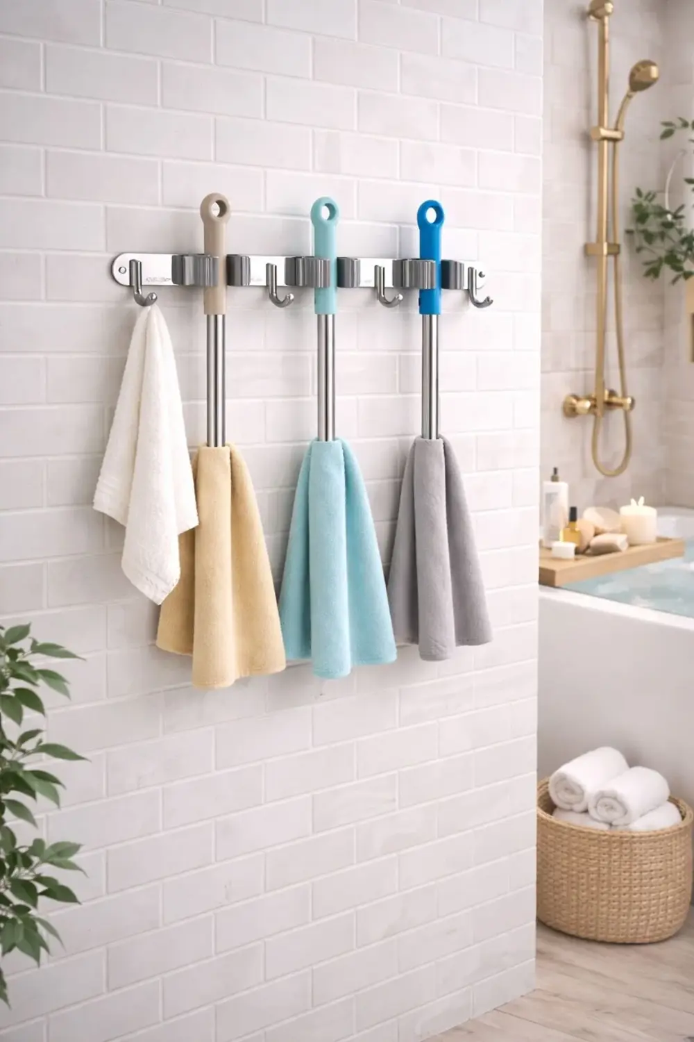 Paslanmaz Çelik Mop Askısı | Duvara Monte Mop ve Bez Tutucu 304 Ç