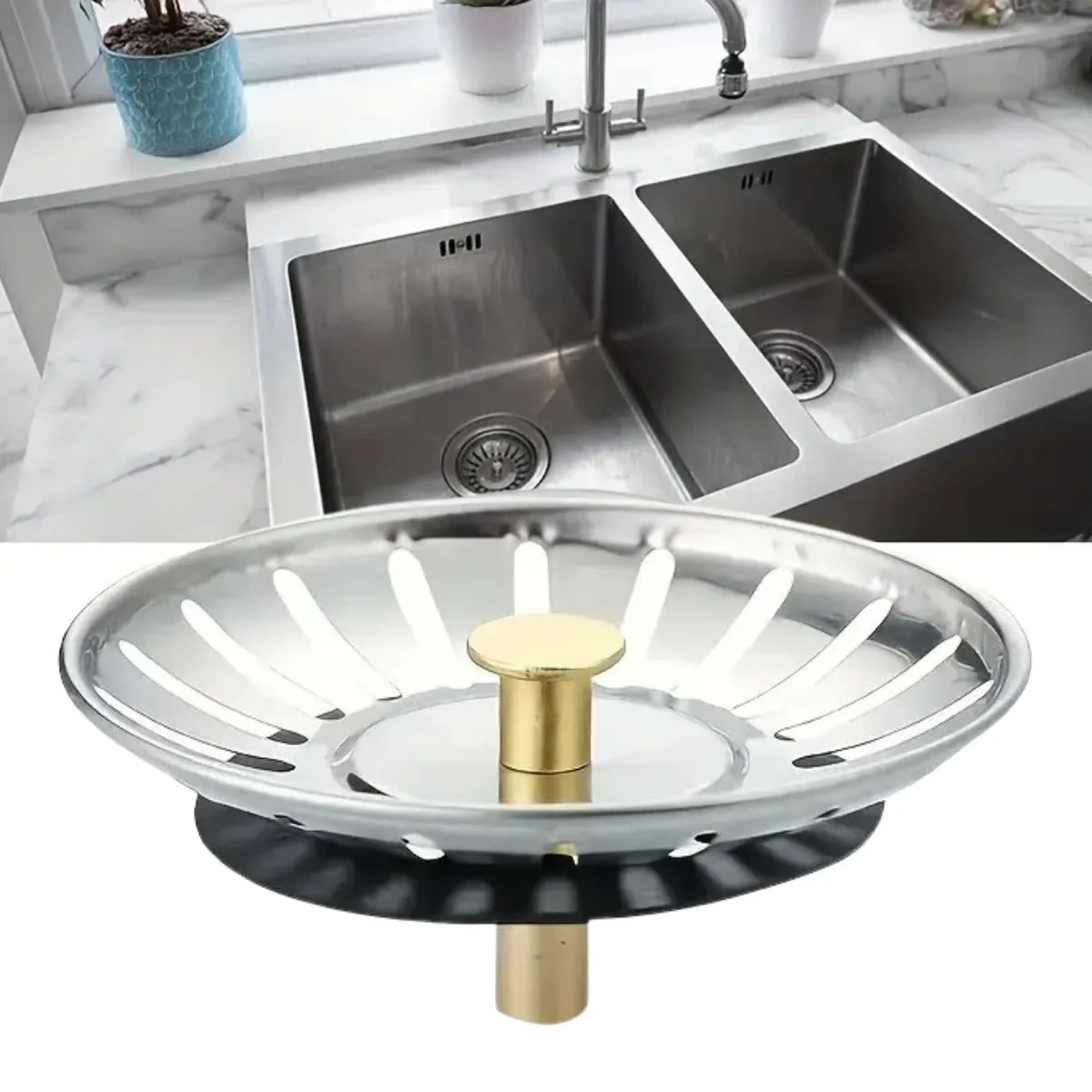 Paslanmaz Çelik Mutfak Evye Lavabo Süzgeci Lavabo Gideri Atık Gıda Tıpası Bx40