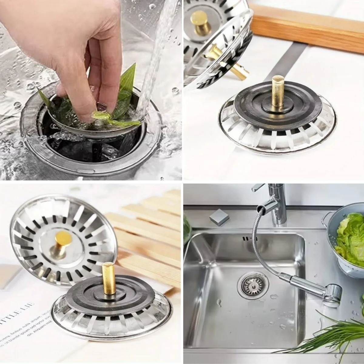 Paslanmaz Çelik Mutfak Evye Lavabo Süzgeci Lavabo Gideri Atık Gıda Tıpası Bx40