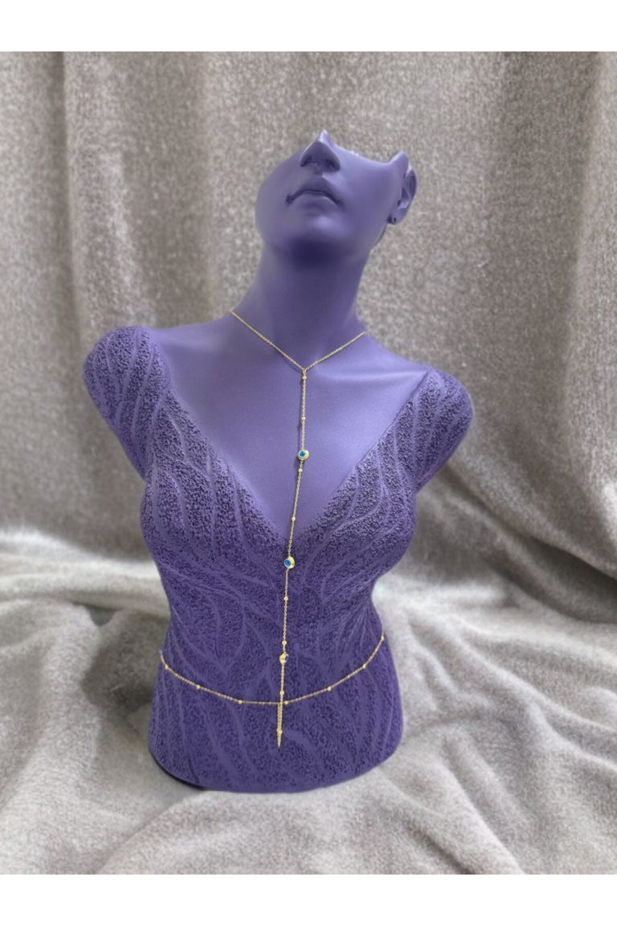 Arescollection Paslanmaz Çelik Nazar Boncuklu Vücut Zinciri