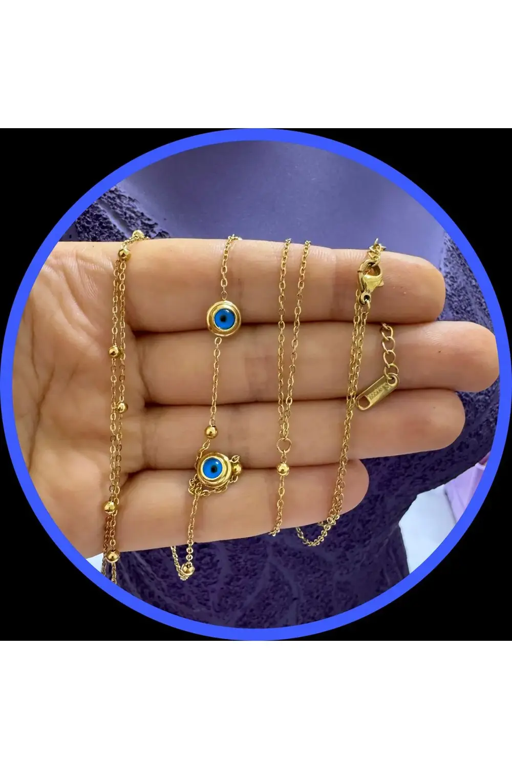 PASLANMAZ ÇELİK NAZAR BONCUKLU VÜCUT ZİNCİRİ