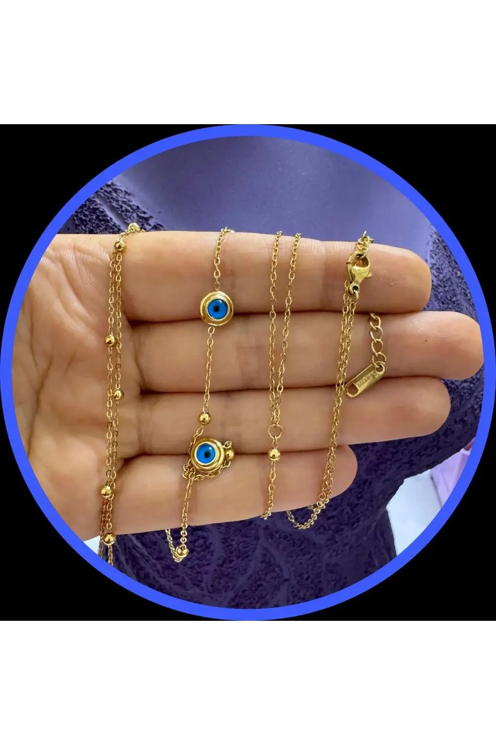 PASLANMAZ ÇELİK NAZAR BONCUKLU VÜCUT ZİNCİRİ