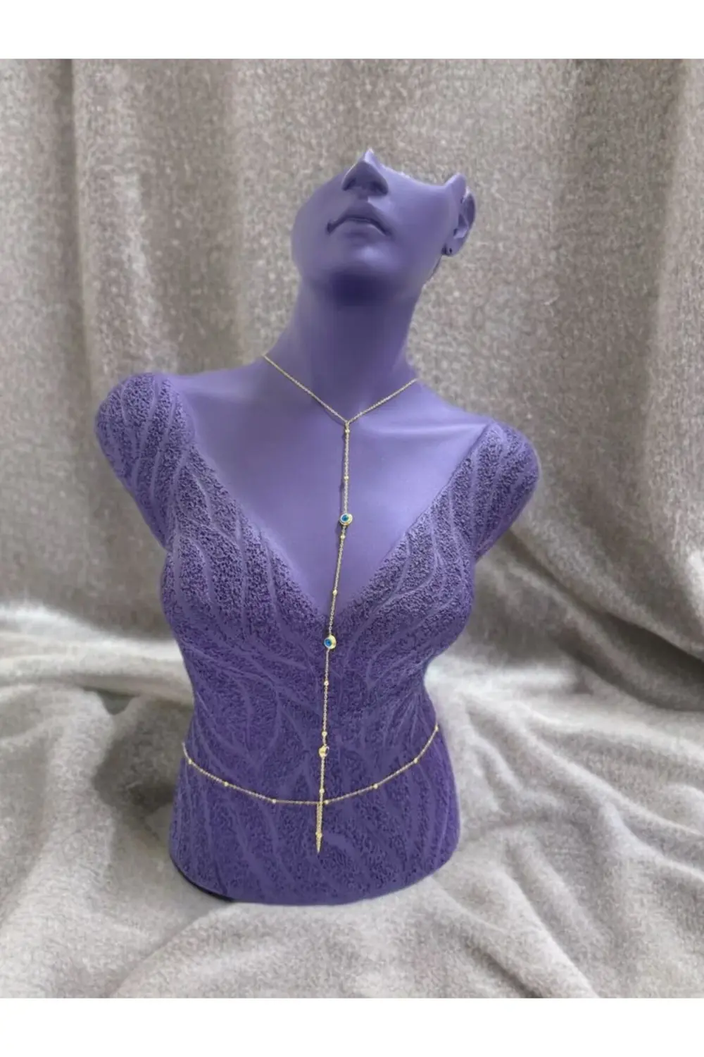 PASLANMAZ ÇELİK NAZAR BONCUKLU VÜCUT ZİNCİRİ