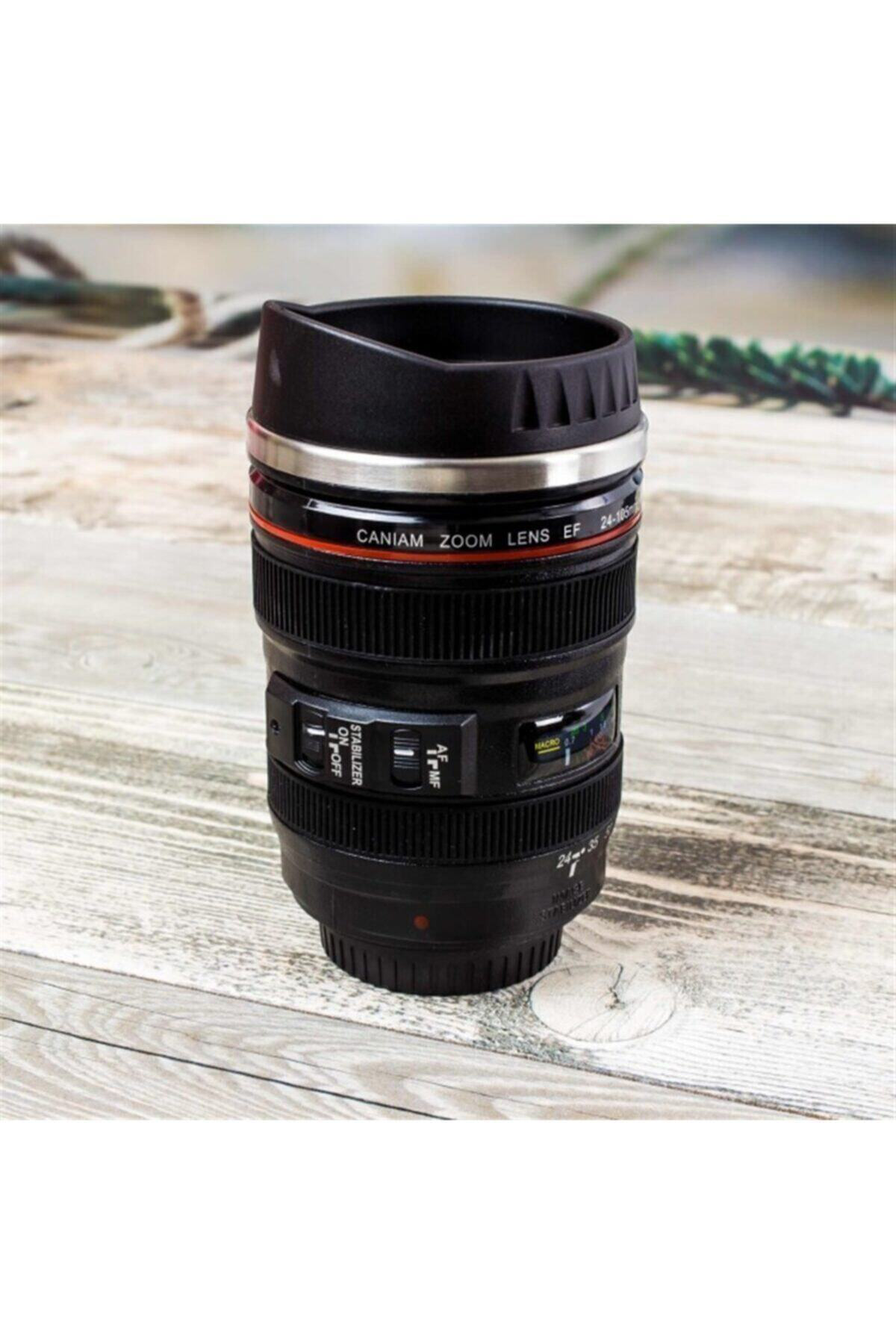 Paslanmaz Çelik Objektif Termos Bardak Siyah, Lens Termos