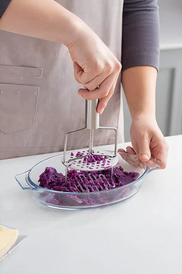 Paslanmaz Çelik Patates Ezici - 23 cm Ergonomik Sebze Püresi Hazırlayıcı