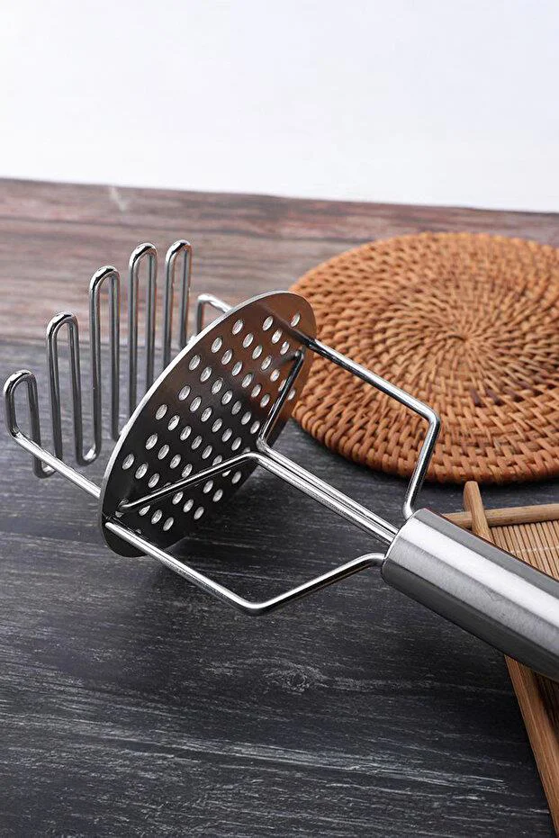 Paslanmaz Çelik Patates Ezici - 23 cm Ergonomik Sebze Püresi Hazırlayıcı