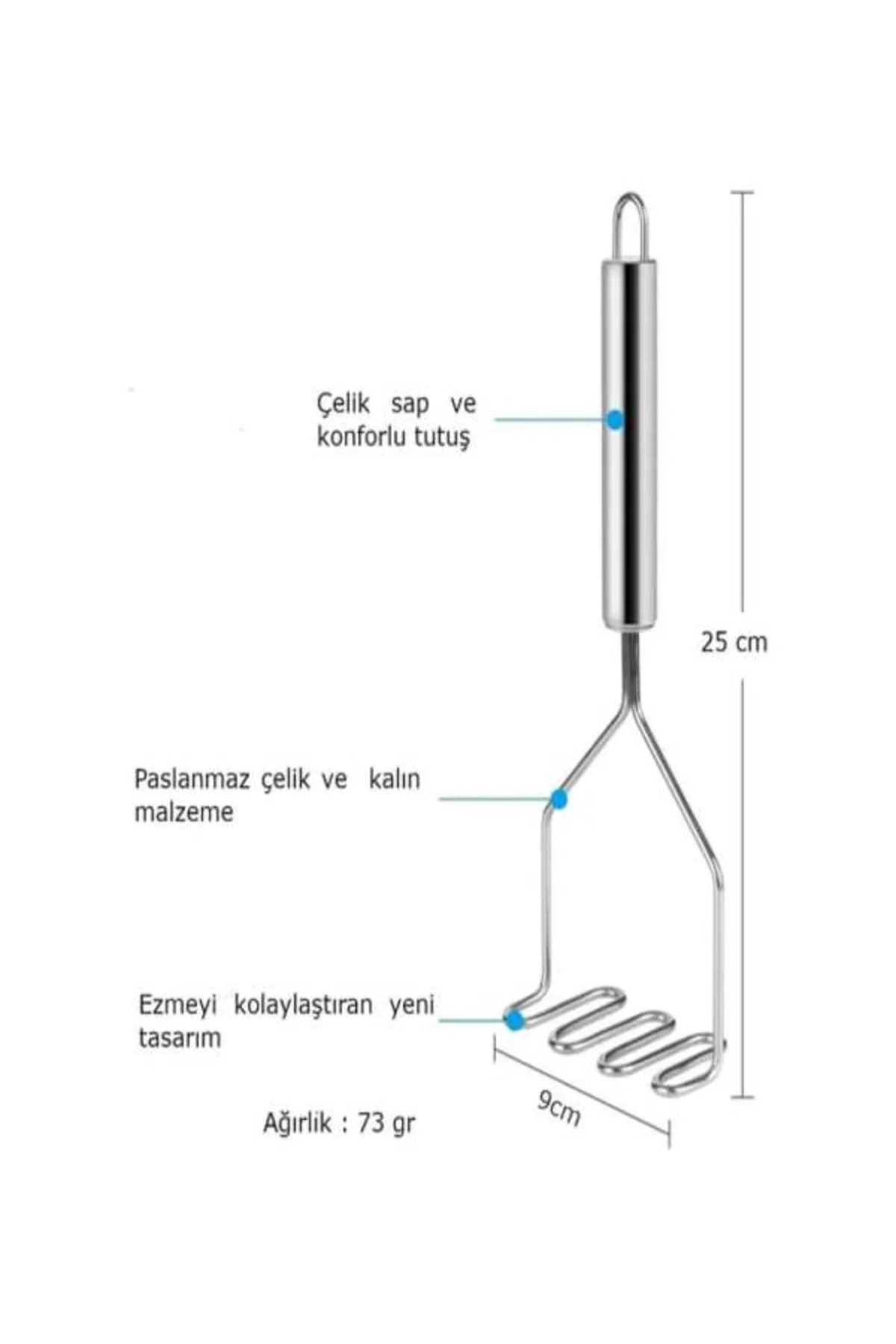 Paslanmaz Çelik Patates Ezici Püre Yapıcı Aparat